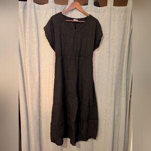 Black Linen Midi Dress - Unbranded Made in Italy